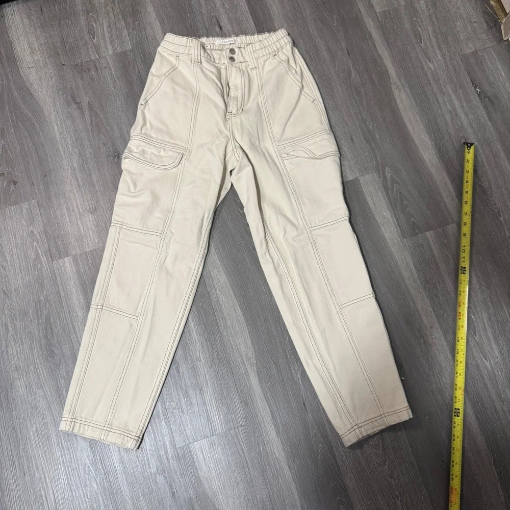 PacSun Elastic Waist Cargo Pants Womens Small Beige Utility Carpenter Jogger Cas